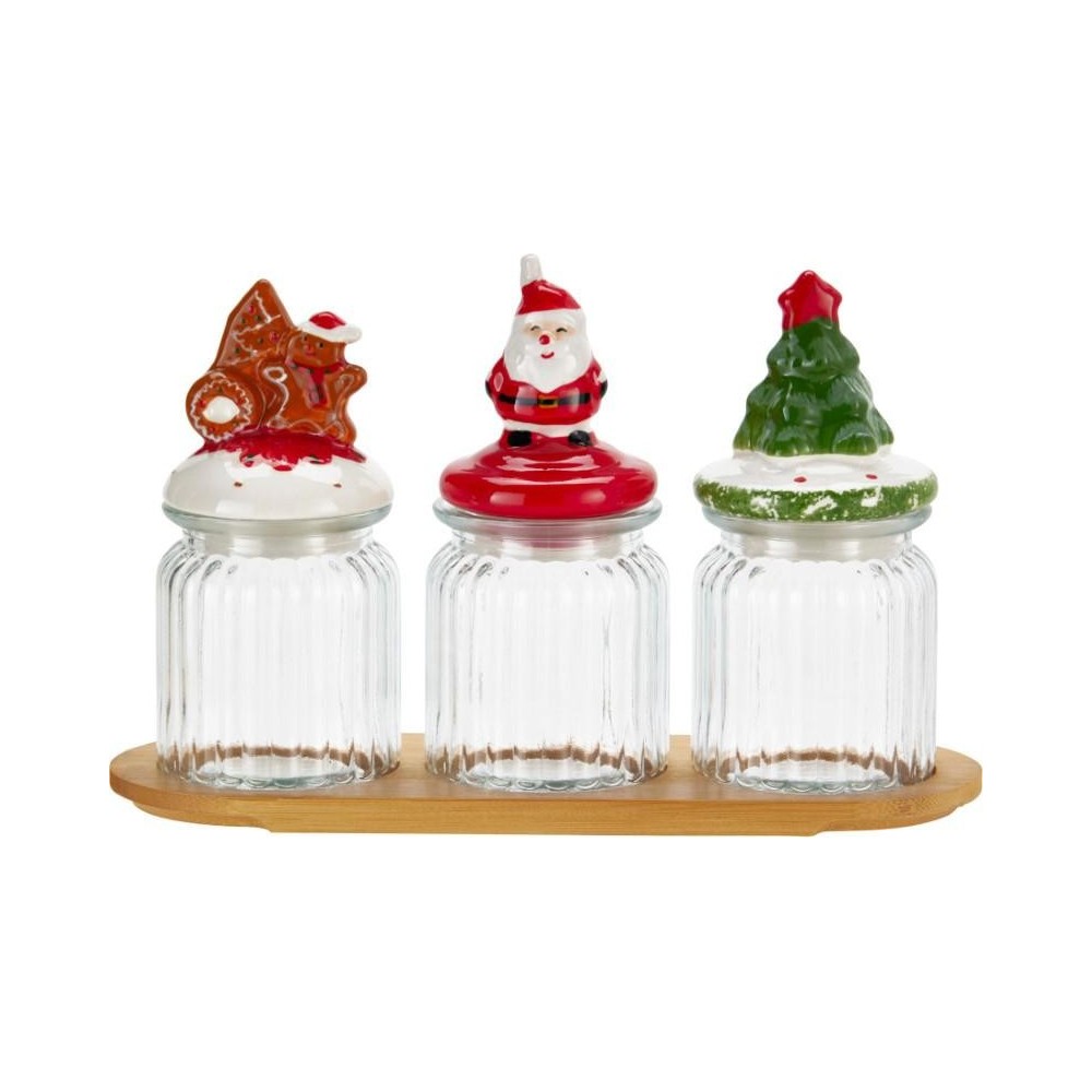 SET 3 BARATTOLI VETRO NATALE 300ML.